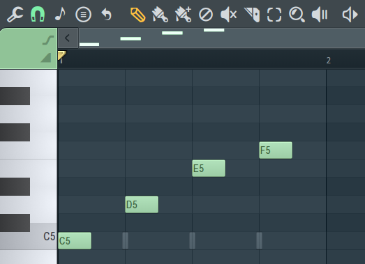 notes drawn into the piano roll