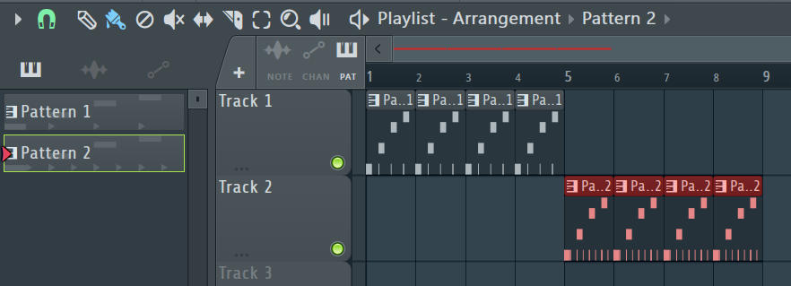 painting Patterns in the Playlist to make a song arrangement